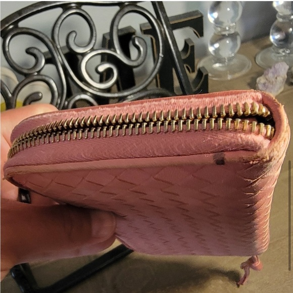 Bottega Venetta Pink Woven interaction Ladies Wallet - Picture 6 of 7